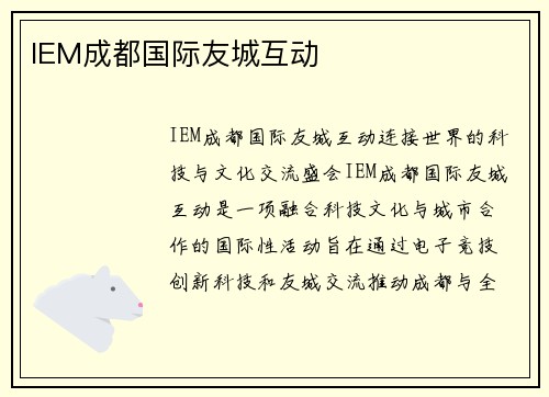 IEM成都国际友城互动