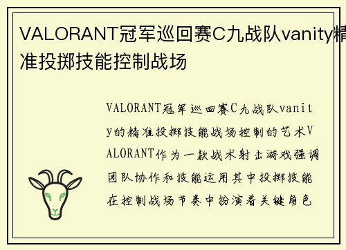 VALORANT冠军巡回赛C九战队vanity精准投掷技能控制战场