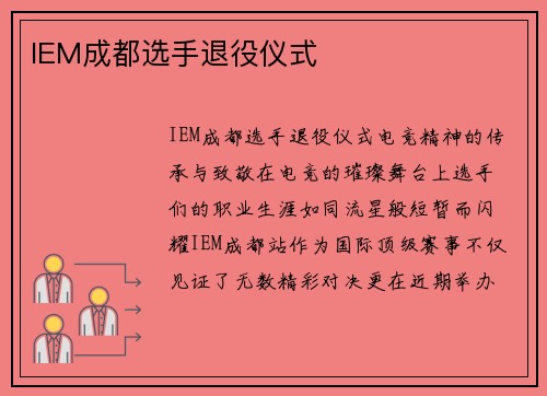 IEM成都选手退役仪式