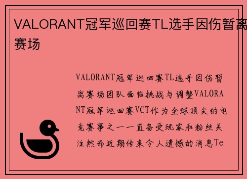 VALORANT冠军巡回赛TL选手因伤暂离赛场